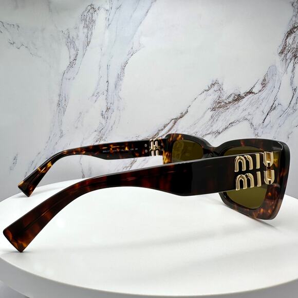 New MIU MIU Sunglasses Brown Tortoise Acetate Gold Metal Logo Italy Authentic - Picture 16 of 16